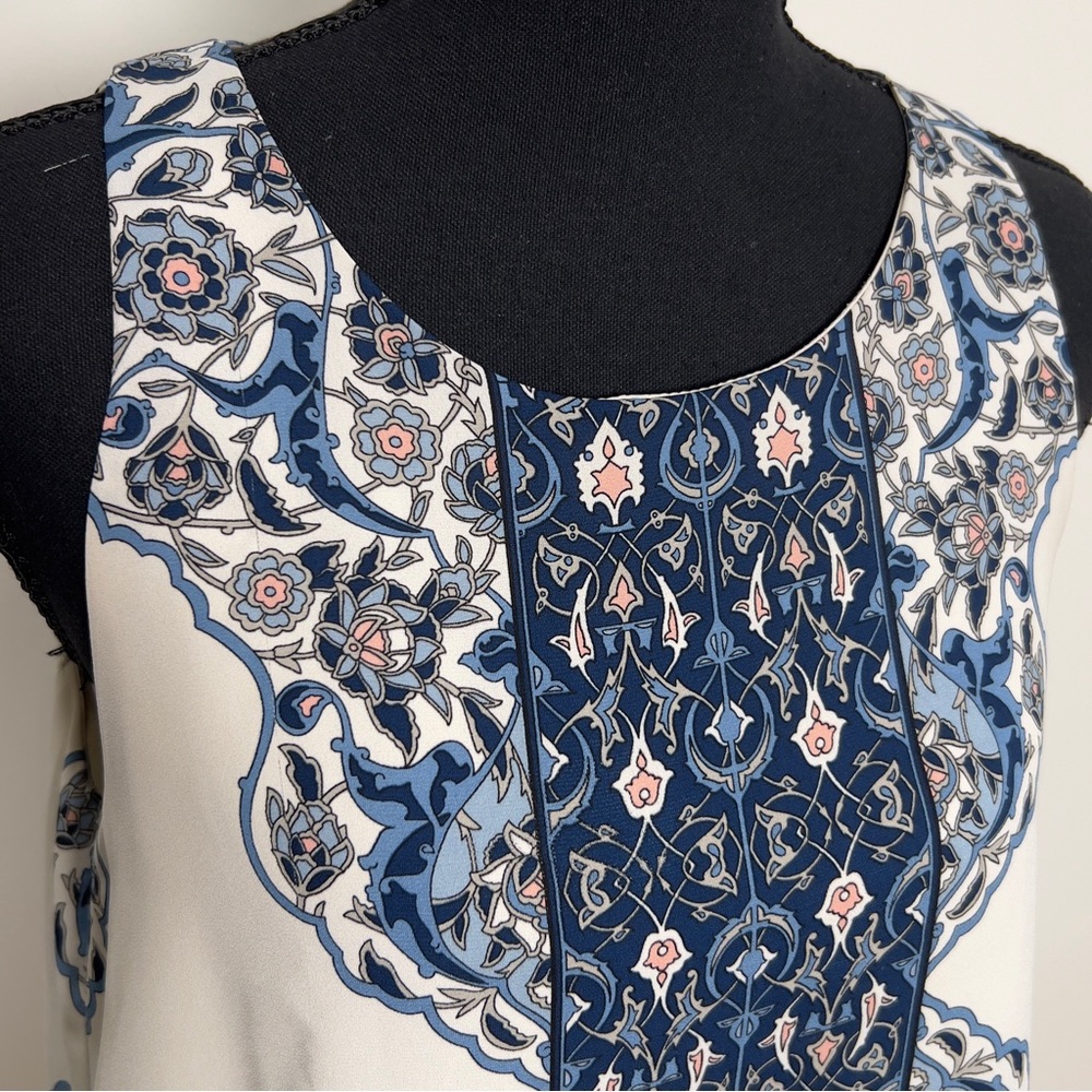 Max Studio Navy and Light Pink Printed Lined Tank Boho Floral Medium Womens - Picture 8 of 12